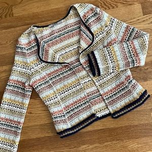 Trafaluc by Zara textured woven blazer jacket with edge trim detail.